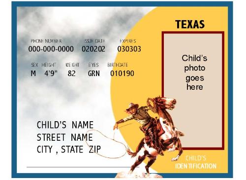 Child's ID Card - An example of a child's ID card.