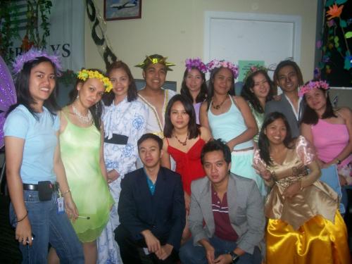 Stress Buster!!! - Every after 2months we have activities inside or outside the office. This photo was taken on our post. The theme was the movie 'midsummer nights dream'... We made our costumes, Its my idea to have a crown made of flowers. But actually its not a real one, i just made it using different kinds of paper. But unfortunately, we lost the competition hehe ^_^ but i could say we did our best...