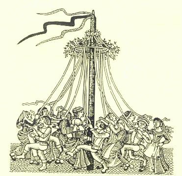 May pole - An image of a traditional May Day celebration around a maypole