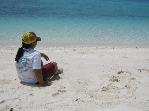 boracay view - my friend watching the view of the shore