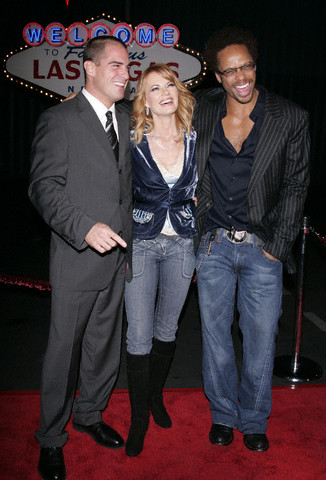 csi las vegas - cast member (L-R): George Eads, Marg Helgenberger and Gary Dourdan arrive to the CSI 100th episode party, at Hanger 8 in the Santa Monica Airport