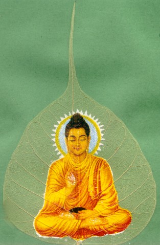 Buddha - Lord Buddha in a peepal Leaf. and today is Buddha Jayanti