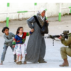 The Photo - This photo taken in Palestine , Israelian soldier want to shoot children .