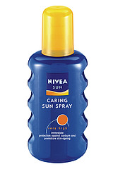 Nivea Sun Moisturizing Sun Spray - Mine is Nivea Sun Moisturizing Sun Spray it is quick and easy to apply. The sprays allows fast and easy distribution, isn't greasy, and is absorbed very quickly.