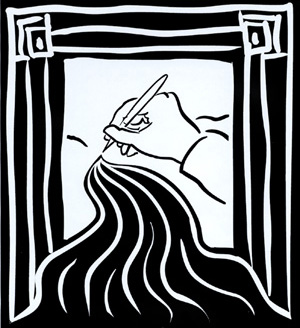 Writing a poem - A cartoon image of someone writing.