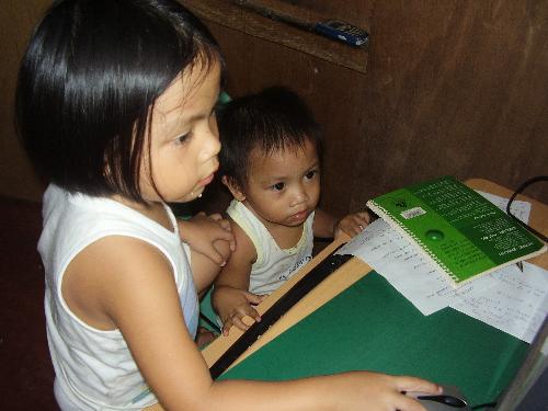 baby sitting - my niece and her younger brother learning together