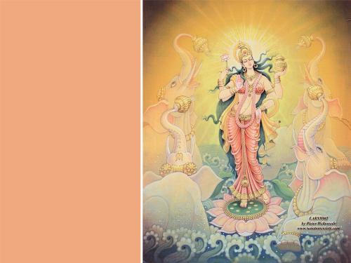 Lakshmi , goddess of beauty and good fortune , wit - Lakshmi , goddess of beauty and good fortune , with the elephants