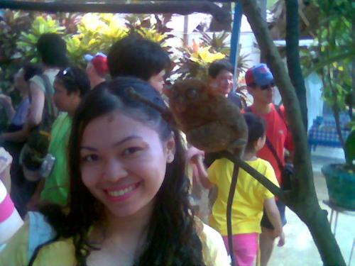 with Buddy Tarsier - This shot was taken at Bohol..Say hi to my Buddy 'Tarsier'..hehehe=) Be nice to him people!