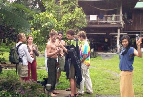 David Wolfe in Hawaii - At Pangia Raw food community with people from the community and people from the retreat in the picture. We stopped here as a special aside for a durian raid.