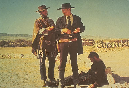 the good the bad and the ugly - The Good, the Bad and the Ugly (Il buono, il brutto, il cattivo) is a 1966 Italian spaghetti Western directed by Sergio Leone and starring Clint Eastwood, Lee Van Cleef, and Eli Wallach. The screenplay was by Age & Scarpelli, Luciano Vincenzoni, and Leone, from a story by Vincenzoni and Leone. The widescreen cinematography was by Tonino Delli Colli, and Ennio Morricone composed the film score. The film was the third and final entry in Leone's popular Man with No Name trilogy, following A Fistful of Dollars (1964) and For a Few Dollars More (1965).