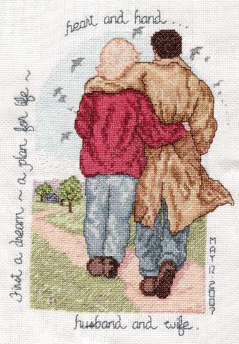 husband and wife - Finished sampler I did for my neice. husband and wife - Finished sampler I did for my neice.