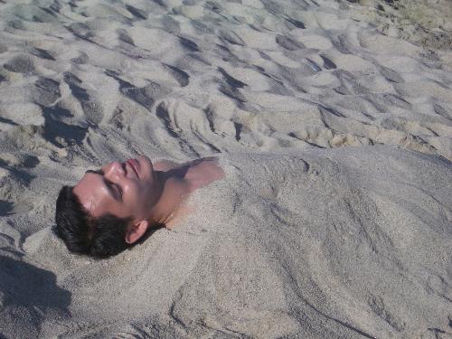 my boyfriend in the sand - i buried my boyfriend in the sand... at the beach. just for fun! :)