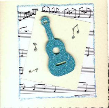 Music card - A playing music guitar card.
