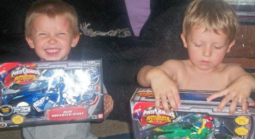 My boys - These are my sons. They were very happy to get power rangers!!