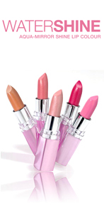 Discover Water-Shine Aqua Mirror Shine lipstick... - High shine to reflect light like the light-reflecting surface of water for a sexy, glistening finish! Shine complex makes this lip colour highly reflective. Leaves lips feeling fresh and moisturised.. Water-like reflective shine in 24 colours!