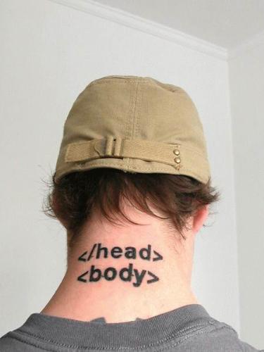 HTML tattoo - Here is a cute tattoo in HTML code