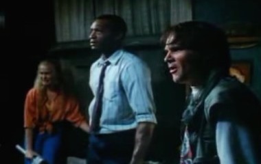 Surviving - 'Night of the Living Dead' (1990). From left to right, Judy Rose, Ben, Tom, trying to survive.