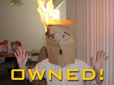 owned - Bag face on fire