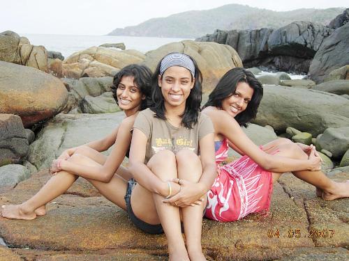 having fun on Palolem Beach - Having fun on the rocks of Palolem Beach, Goa.