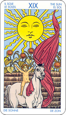 Tarot card drawing - A drawing of the Sun card of the Tarot deck. 