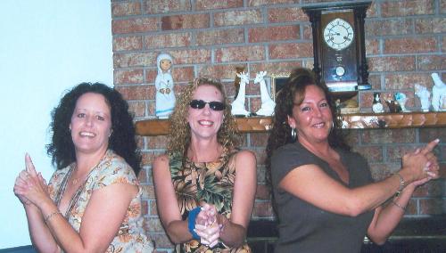 charlies angels - me, susan and rendy acting crazy before the reunion!!!!!!!  yea we are silly