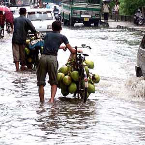 water logging - Shower causes water logging in the city of Guwahati, India.