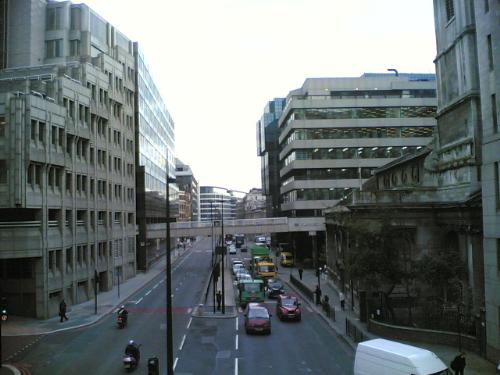 View from London Bridge - A busy Street in between building