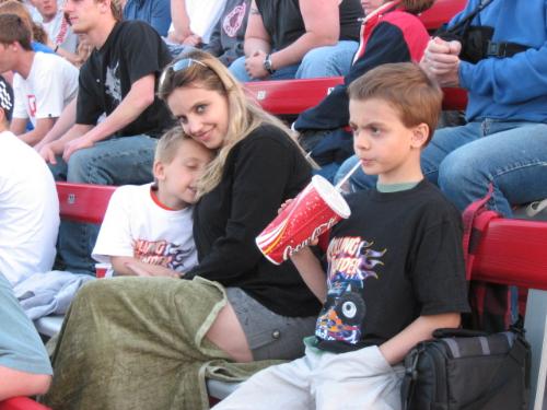 Weekend races - My daughter Mandy, Tyler the oldest grandson with the pop and Hunter the 'baby'.