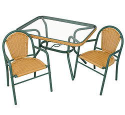 Wicker Patio Table and Two Chair Set - Cute, Wicker Patio Table and Two Chair Set.