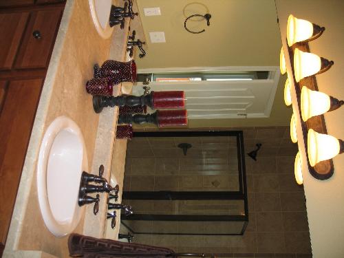 A bathroom - The bathroom inside of a house.