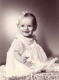 Baby photo of me  - A black and white baby photo