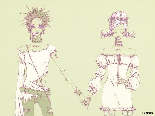 Nana - A picture that demostrate the two personalitis of the Nanas (that are complitly different) whith the hold hands