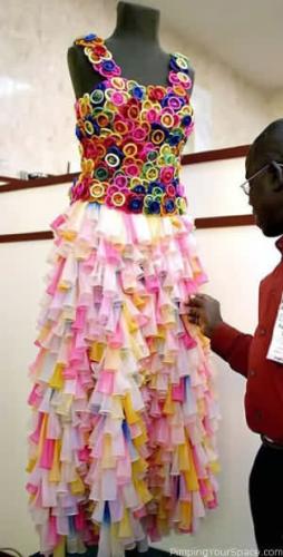 Dress Made of Condoms - Have you seen anything like this before? It's so artistic! I admire people who really explore things to do something differently and this picture is so unique for me.