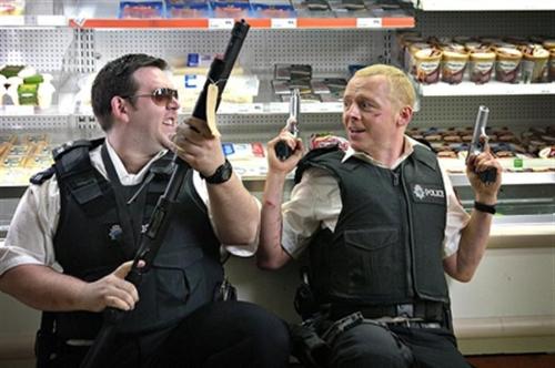 Hot Fuzz - I wrote a review of it here: http://onthedaytoday.blogspot.com/2007/05/hot-fuzz.html