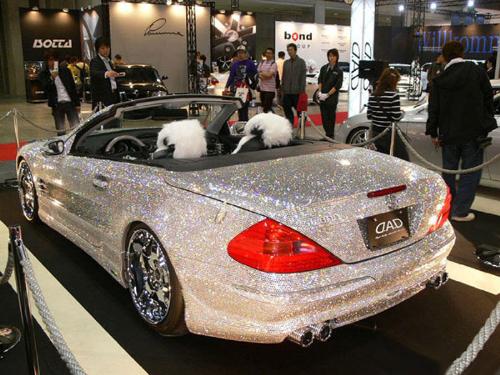 diamond covered mercedes - auto show featuring this shiny vehicle.