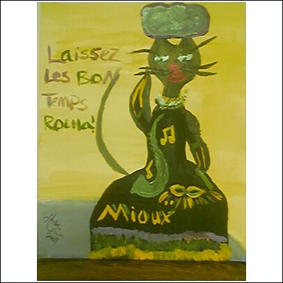 Lady Mioux - She is ready for Mardi Gras 2008--has her masque, her saxophone, is crowned Queen in a lovely gown and has her beads. She says to you, 'Laissez les bon temps roula!' (Let the good times roll!)