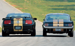 Old vs. New - A side by side pic of old and new Mustangs.