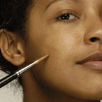 testing on jawline - test make up on the jawline