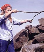Dowsing - A forked twig said to move when held over ground in which water, metal etc. is to be found. Usually done with a 'Y' shaped twig, the individual Dowsing will hold the stick by the forked end, and use the single end as a pointer. 'Following' the rod will lead the dowser to the water/metal he is seeking, and vibrates when nearing the target in question.