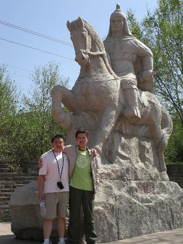 sub of the Great Wall - other boy is My classmate ,The statue behand us is human of china.he conquer japanese sea robber about 500 years ago.