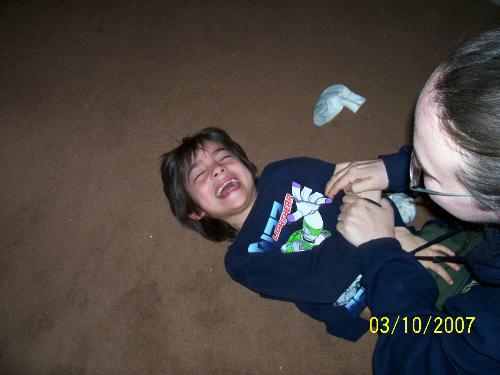 me and kota - me tickling dakota=) hes the lil boy i babysit