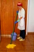 house chores - cleaning the floor..scrubbing with mop and water..