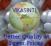 Logo of vikas international - This mentions our mission or slogan.Better quality at lower prices.