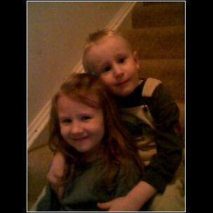 my kids - my 2 children sitting on the steps