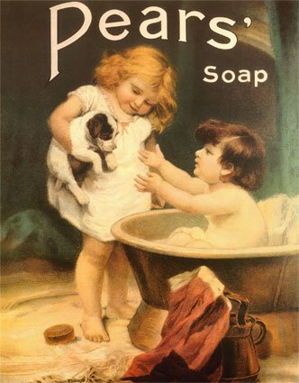 Pear soap - Here is the right one photo with the kids and the dog..the other had only a kid but still cute a photo also.