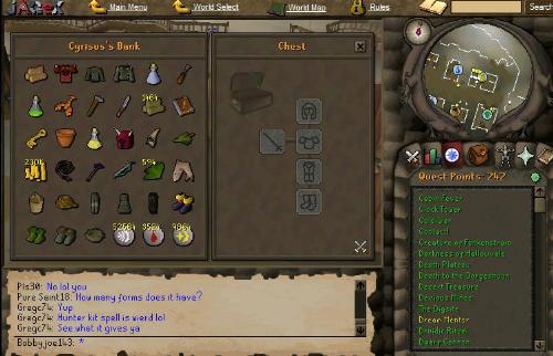 quest picture - no this is not my bank lol, mine is better for a start :P  this comes from the quest dream mentor, and is a bank that you get to have a look in...