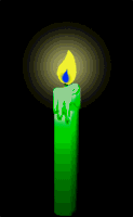 Green Candle for Healing - A green, burning candle, for healing.