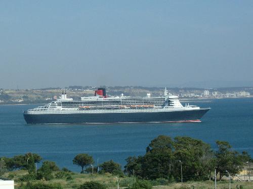 The Queen Mary 2 Cruise Ship - digital photo I took about 45 minutes ago from my balcony...all the while drooling and wishing that I were on it taking pictures of my balcony instead of visa versa.