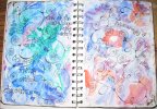 Mixed media art pages - Pages from my art journal created with watercolor and other elements.