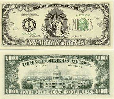 money - a $1 million dollar bill